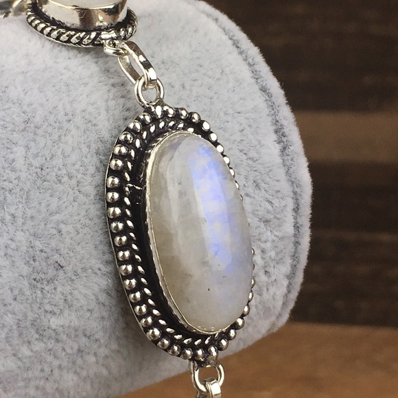 New Moonstone Crystal Silver Toggle Bracelet 7”, 7.75” - Picture 3 of 12